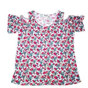 Leota Exclusively for Dia & Co Open Shoulder Floral Top Size 16-18